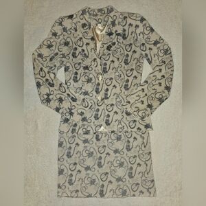 T/A EXCLUSIVE Cream & Pewter Floral Pattern Cordoroy 2 Piece Skirt Set